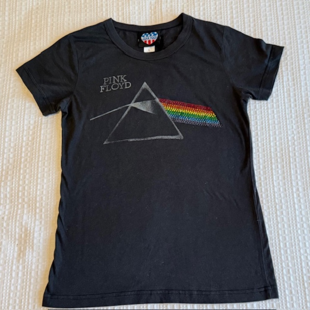 Vintage Junk Food Pink Floyd T Shirt with Swarovski Crystals Size Large